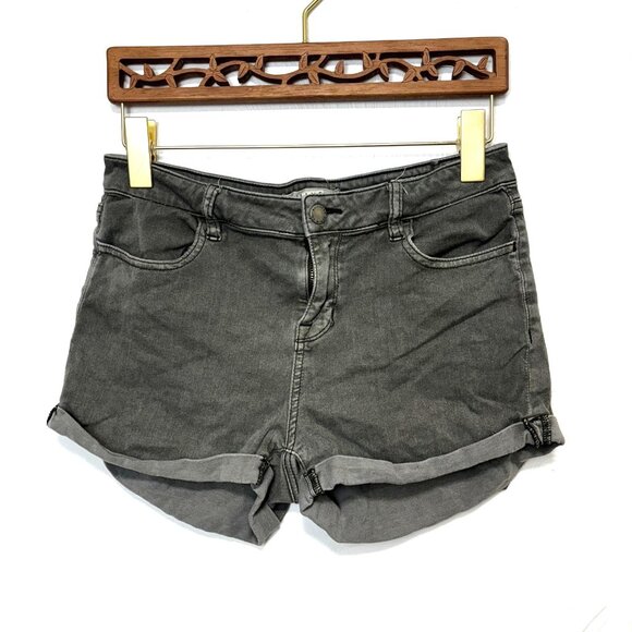 Bullhead Denim Jean Shorts Super Stretch Shorty Gray Dark Wash Cuffed Womens 29 - Picture 1 of 7